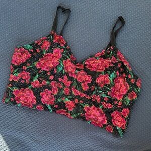 Torrid Black and Pink Floral Bralette